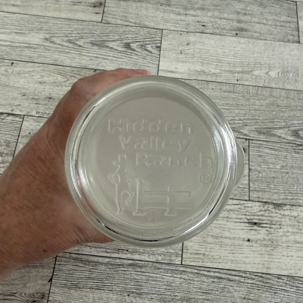 Vintage Hidden Valley Ranch Salad Dressing Glass Shaker w/ Lid Jar Carafe Bottle